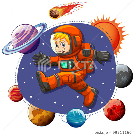 Astronaut in the space in cartoon style 99511166