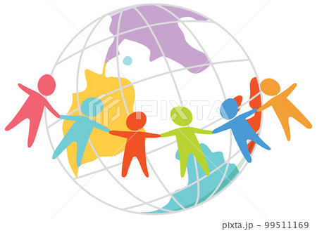 Human icons with earth globe icon 99511169