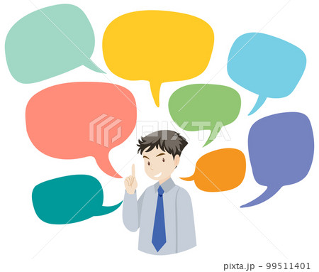 Business man with bubble speech Business man with bubble speech 99511401