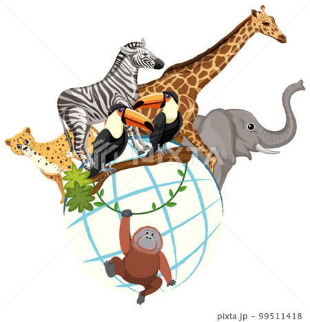 Animals standing on earth planet 99511418