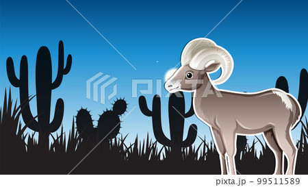 Big horn sheep in silhouette desert 99511589