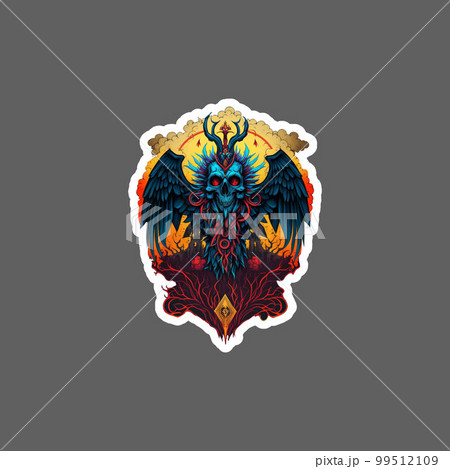 Skull head and burning fire sticker 99512109