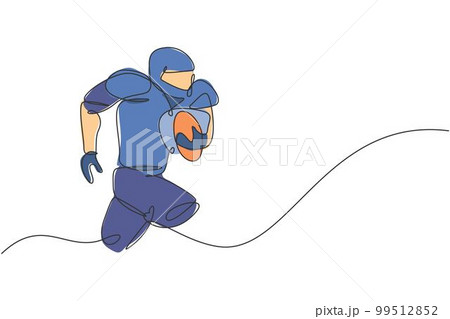 Continuous line drawing american football player Vector Image