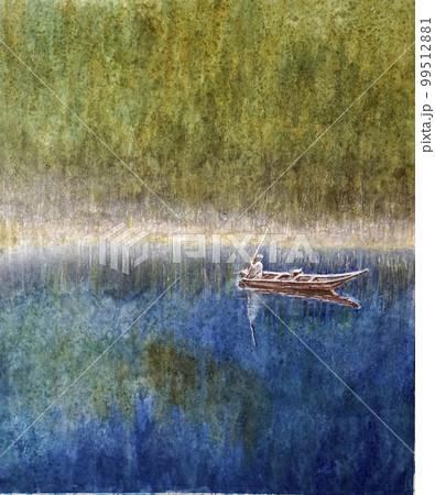 静かな湖畔のイラスト素材 [99512881] - PIXTA