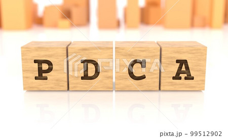 木製ブロックに印字されたPDCAの文字 99512902