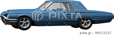 自動車64年式フォード、サンダーバードの切抜き画像イラスト 99513225