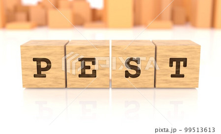 木製ブロックに印字されたPESTの文字 99513613