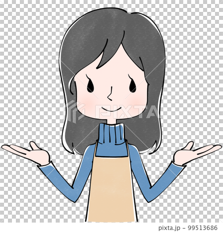一個穿著圍裙的女人的插圖 一個穿著圍裙的女人的插圖 99513686
