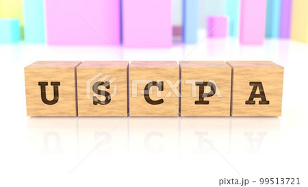 木製ブロックに印字されたUSCPAの文字 木製ブロックに印字されたUSCPAの文字 99513721