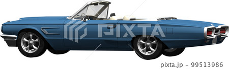 自動車64年式フォード、サンダーバードのオープンカー切抜き画像イラスト 99513986