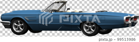 自動車64年式フォード、サンダーバードのオープンカー切抜き画像イラスト 99513986