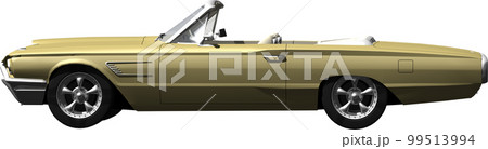 自動車64年式フォード、サンダーバードのオープンカー切抜き画像イラスト 99513994