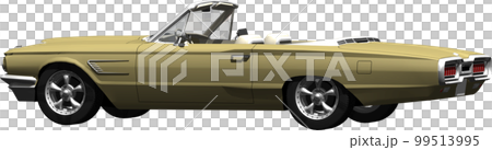 自動車64年式フォード、サンダーバードのオープンカー切抜き画像イラスト 99513995