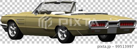 自動車64年式フォード、サンダーバードのオープンカー切抜き画像イラスト 99513997