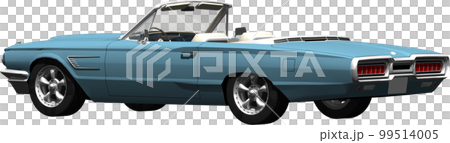 自動車64年式フォード、サンダーバードのオープンカー切抜き画像イラスト 99514005