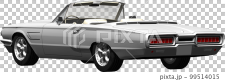 自動車64年式フォード、サンダーバードのオープンカー切抜き画像イラスト 99514015