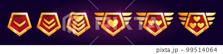 Set of game rank badges with hearts 99514064