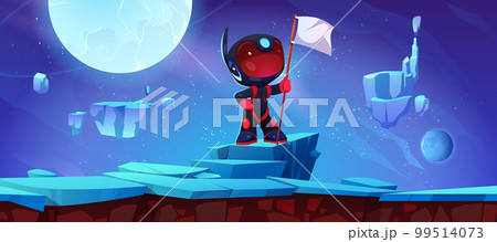 Astronaut in space on alien planet landscape 99514073