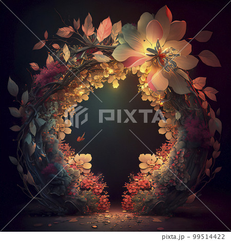 Background with a Wreath Adorned with Delicate Flowers Background with a Wreath Adorned with Delicate Flowers 99514422
