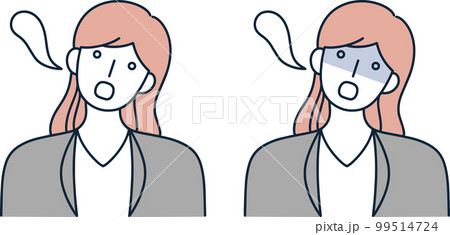 ショックを受ける女性　シンプルイラスト 99514724