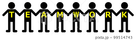 横並びで手を繋いで並ぶ人々のイラスト 99514743