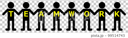 横並びで手を繋いで並ぶ人々のイラスト 99514743