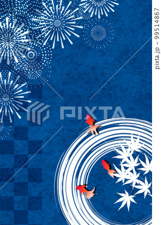 花火 金魚 暑中見舞い 背景 花火 金魚 暑中見舞い 背景 99514867