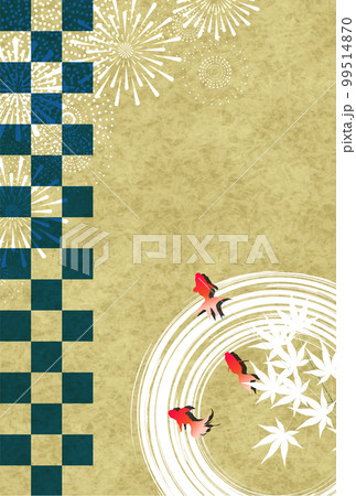 花火　金魚　暑中見舞い　背景 99514870