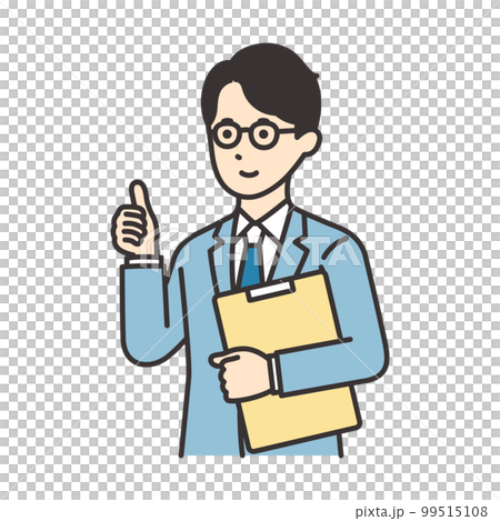 一個穿著西裝的男人拿著文件擺好姿勢的插圖素材 一個穿著西裝的男人拿著文件擺好姿勢的插圖素材 99515108