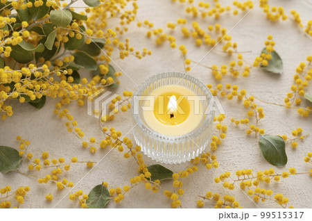 ミモザの花とキャンドル 99515317