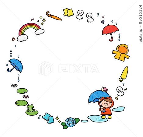 イラストフレーム　雨の日の子ども 99515324