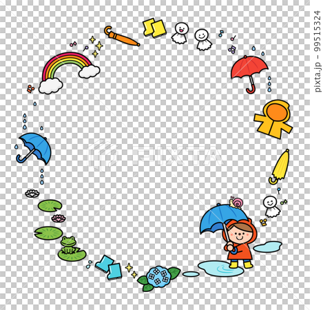 イラストフレーム　雨の日の子ども 99515324
