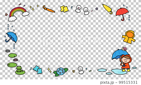 イラストフレーム 雨の日の子ども イラストフレーム 雨の日の子ども 99515331