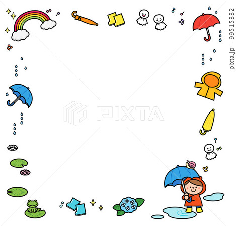イラストフレーム 雨の日の子ども イラストフレーム 雨の日の子ども 99515332