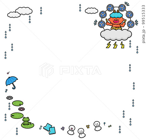 イラストフレーム 雷様と雨の日モチーフ イラストフレーム 雷様と雨の日モチーフ 99515333