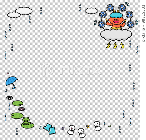 イラストフレーム 雷様と雨の日モチーフ イラストフレーム 雷様と雨の日モチーフ 99515333
