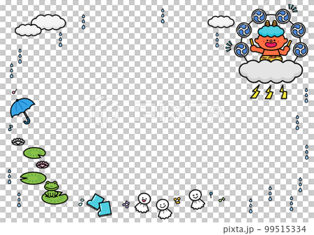 イラストフレーム　雷様と雨の日モチーフ 99515334