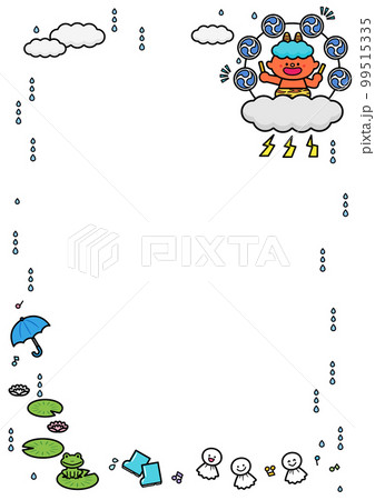 イラストフレーム 雷様と雨の日モチーフ イラストフレーム 雷様と雨の日モチーフ 99515335
