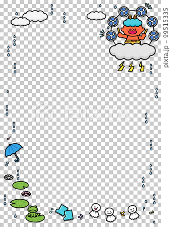 イラストフレーム 雷様と雨の日モチーフ イラストフレーム 雷様と雨の日モチーフ 99515335
