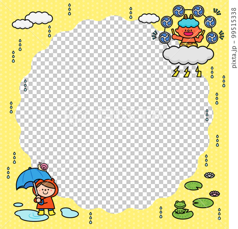 イラストフレーム 雨の日 雷様と子ども イラストフレーム 雨の日 雷様と子ども 99515338