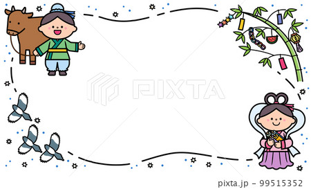 イラストフレーム　七夕まつり　織り姫と彦星 99515352