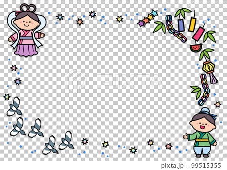 イラストフレーム　七夕まつり　織り姫と彦星 99515355