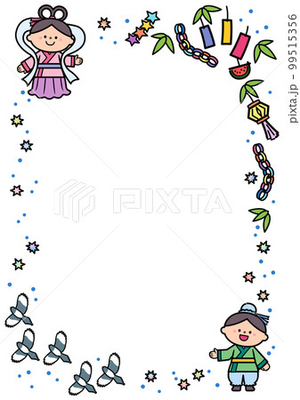 イラストフレーム 七夕まつり 織り姫と彦星 イラストフレーム 七夕まつり 織り姫と彦星 99515356