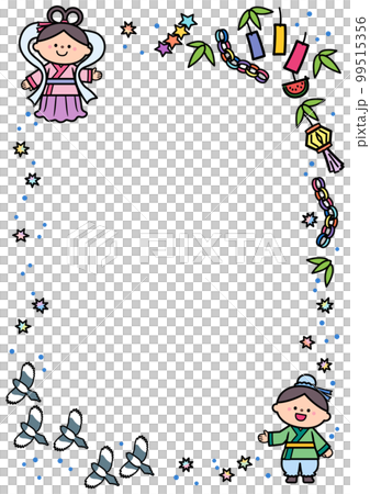 イラストフレーム 七夕まつり 織り姫と彦星 イラストフレーム 七夕まつり 織り姫と彦星 99515356