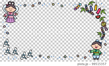 イラストフレーム　七夕まつり　織り姫と彦星 99515357