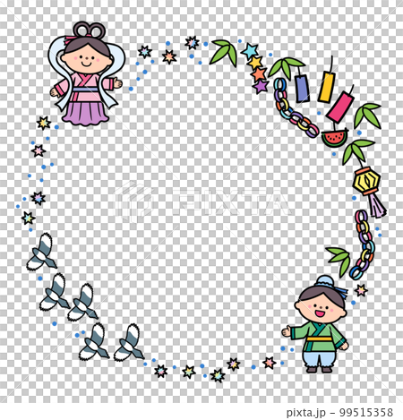 イラストフレーム 七夕まつり 織り姫と彦星 イラストフレーム 七夕まつり 織り姫と彦星 99515358