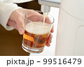 ビールサーバーからビールを注ぐ女性の手 99516479