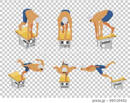 水泳の飛び込みのイラスト　クラウチングスタート 99516492