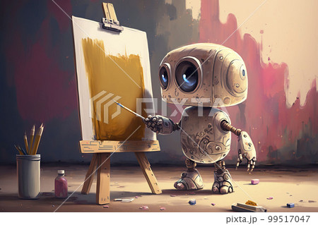 The robot draws a picture. Generative AI. 99517047