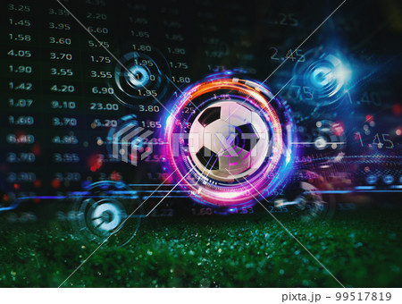 Soccerball with football online bet analytics. 99517819 PIXTA